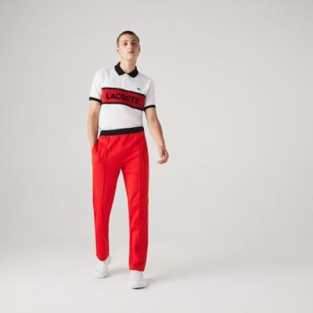 Lacoste Lacoste SPORT Run-resistant Pleated Tracksuit Pants - Kalhoty Pánské Červené / Černé / Bílé